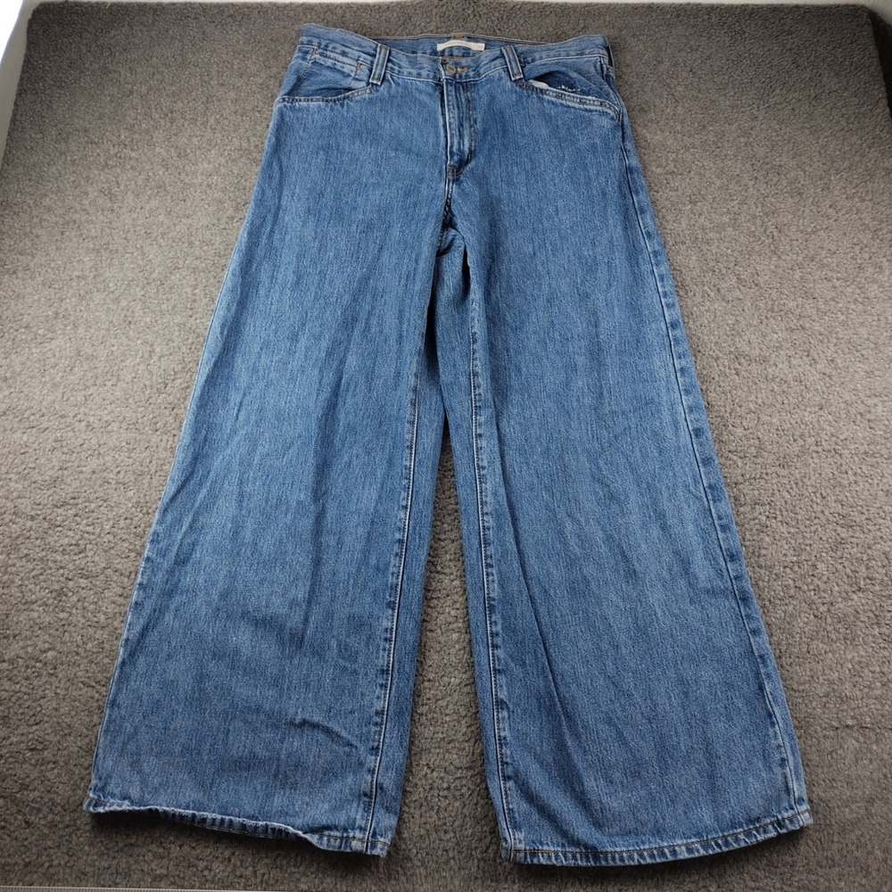 Levis 94 Baggy Wide Leg Jeans Womens 34x31 Medium Wash Blue High Waisted Denim